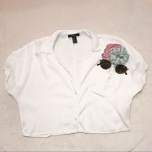 White Cropped button up